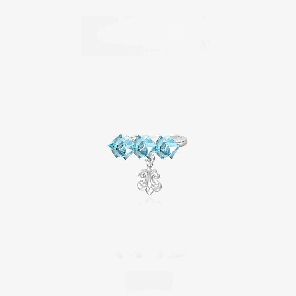 [miaom] French Temperament Fashion All-Match Blue Iris Cube Sugar Ear Clip Female Style