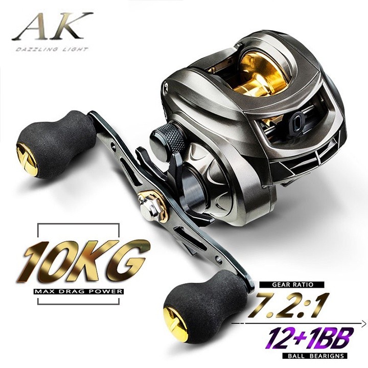 SHIMAWA ใหม่ UP 200 กก.ลากสูงสุดตกปลา Reel AK2000 Cast 7.2 : 1 ความเร็วสูง 18 + 1BB Baitcasting ตกปลา Reel แม่เหล็กเบรคส