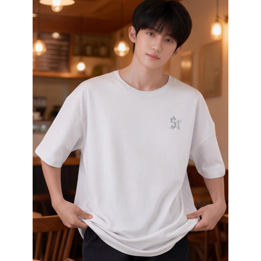 2S337 Lelaki Baju T เสื้อผู้ชาย Tshirt Crop Top เสื้อผ้าสไตล์เกาหลี Plus ขนาดเสื้อยืดขนาดใหญ่รอบ