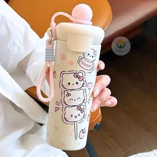 แก้วสแตนเลส 600ml.เก็บอุณหภูมิร้อน-เย็นได้ ลายน่ารัก พร้อมฝาปิดกันฝุ่น มีสายห้อยถือสะดวก ส่งจากไทย!!!