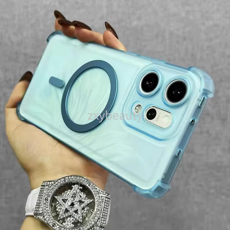 ปลอกสําหรับ OPPO Reno 16 15 Pro Max 15F 16F 14F 14 13 12 12F 13F 5G Clear Soft Matte ฝาครอบแม่เหล็กสําหรับ 15Pro 14Pro 13Pro 16Pro Reno15F Reno14F กันกระแทกกลับกรณี
