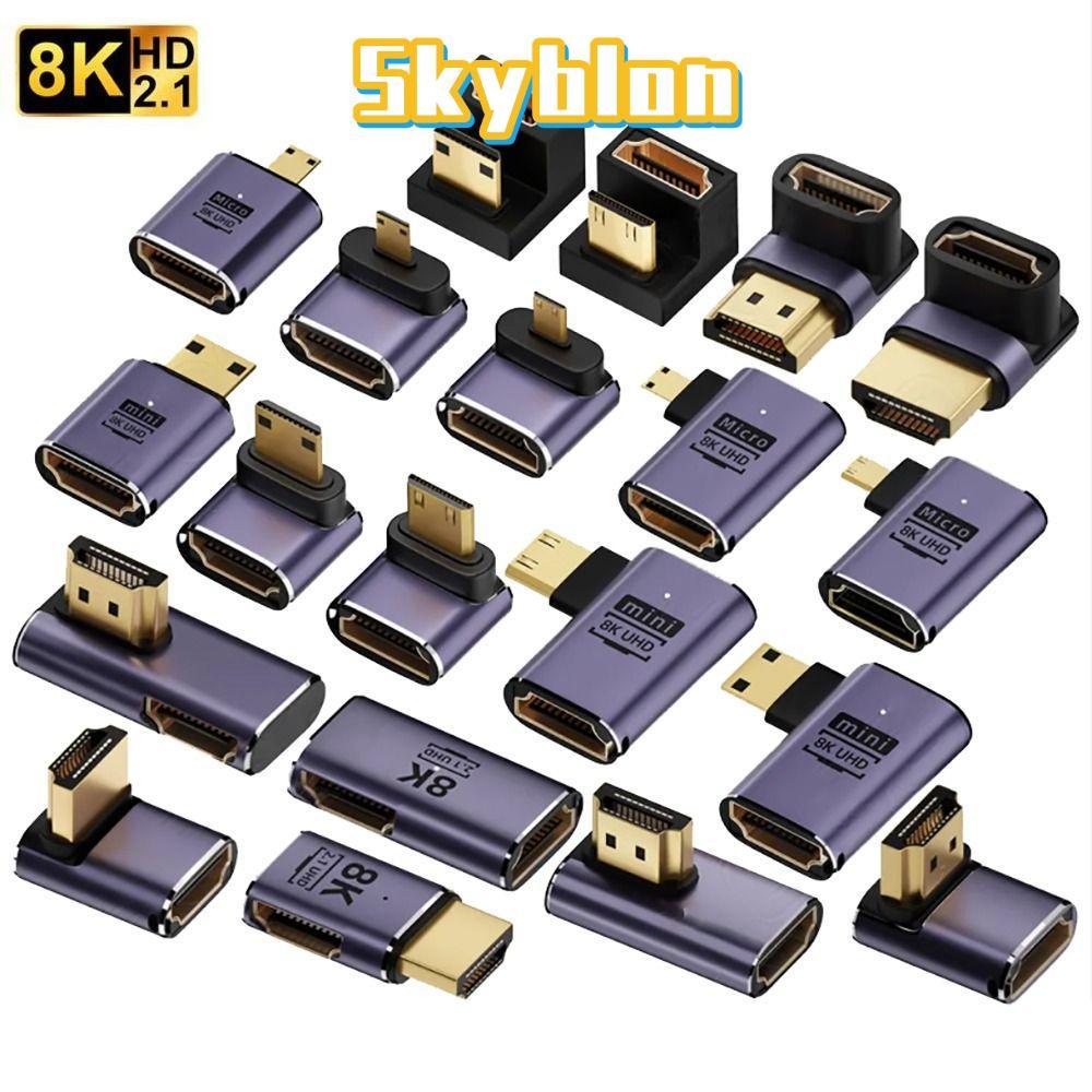 BESTOUR 8K 60HZ HDTV Adapter, AF-AM LED HDMI เข้ากันได้กับ, Monitor Projector UHD 48Gbps 90 องศา HD 