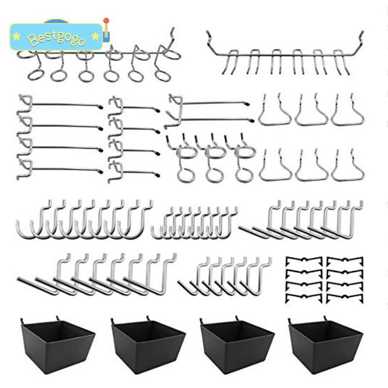 [Bestgogo-t] ตะขอ Pegboard 81 ชิ้น Assortment พร้อม Pegboard Bins Peg Los Tools Organizer