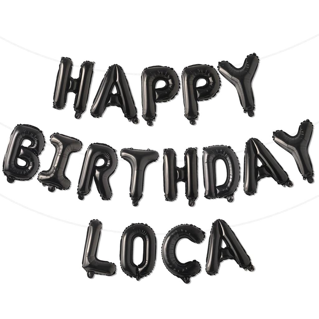 Happy Birthday Loca ลูกโป่งสีดําสุขสันต์วันเกิดฟอยล์บอลลูนแบนเนอร์แวมไพร์วันเกิดตกแต่งสําหรับผู้หญิง