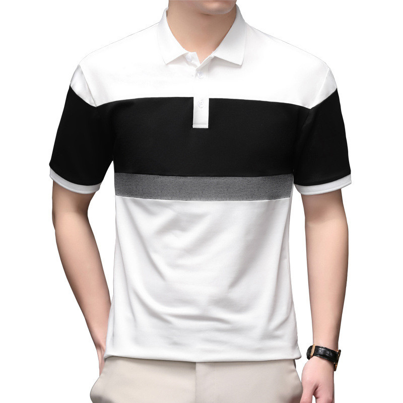 เสื้อโปโลผู้ชายแขนสั้นลายหลวมสบายๆทุกวันสลิมฟิตปกสบาย WL168