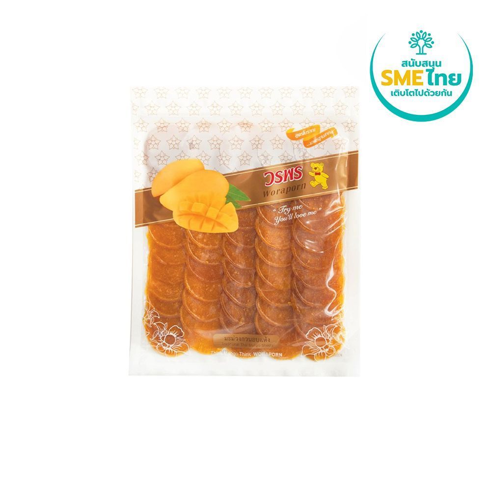 วรพร มะม่วงกวนอบแห้งร้อยชิ้น 250ก. WORAPORN MANGO SHEET 250 G.