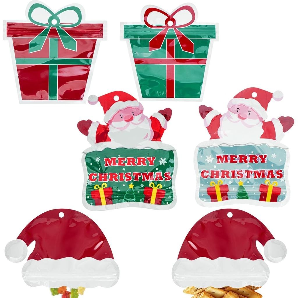 CAIRIAC Christmas Treat Bags, Mylar Small Christmas Goodie Bag, อุปกรณ์ห่อของขวัญ Party Favor (3 สไต