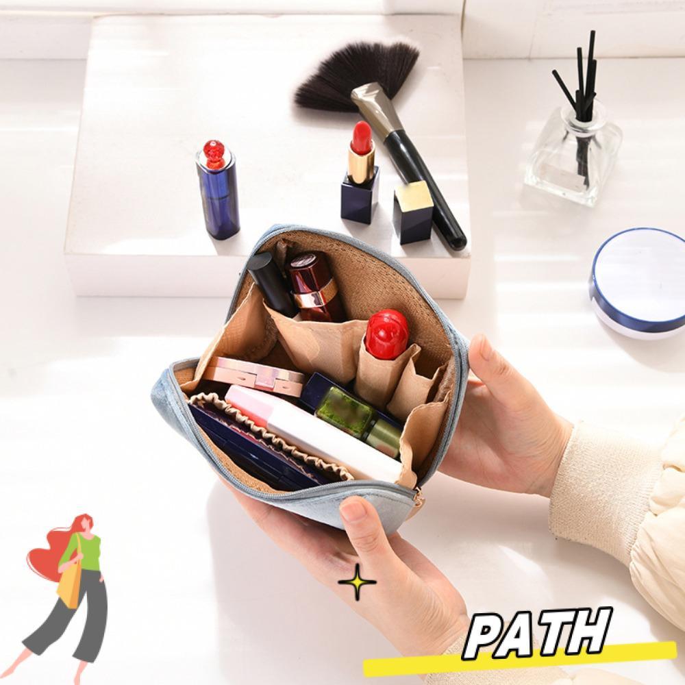 PATH กระเป๋าเครื่องสําอางผู้หญิงซิปเดินทางสีทึบ