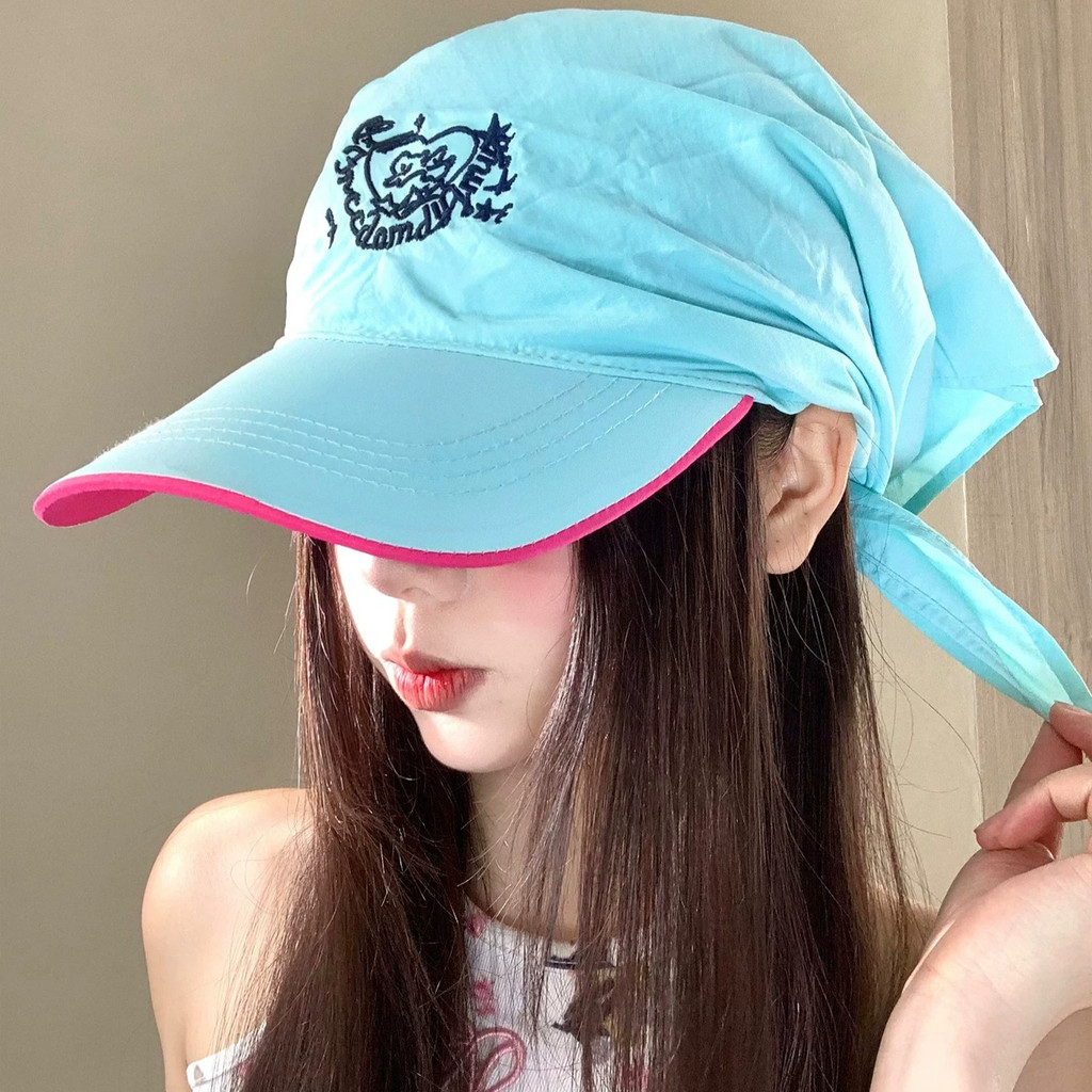 หมวกเบสบอลสำหรับผู้หญิง สีเขียวปักลาย มีสายรัดศีรษะ ออกแบบให้ระบายอากาศได้ดี กันแดด