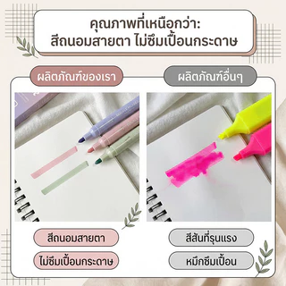 【Bubble Store】ปากกาไฮไลท์สองด้าน สีโมรันต์ นุ่มสบายตา ไม่ซึมเปื้อนกระดาษ ชุด 4 สี สำหรับจดบันทึกและตกแต่งแพลนเนอร์
