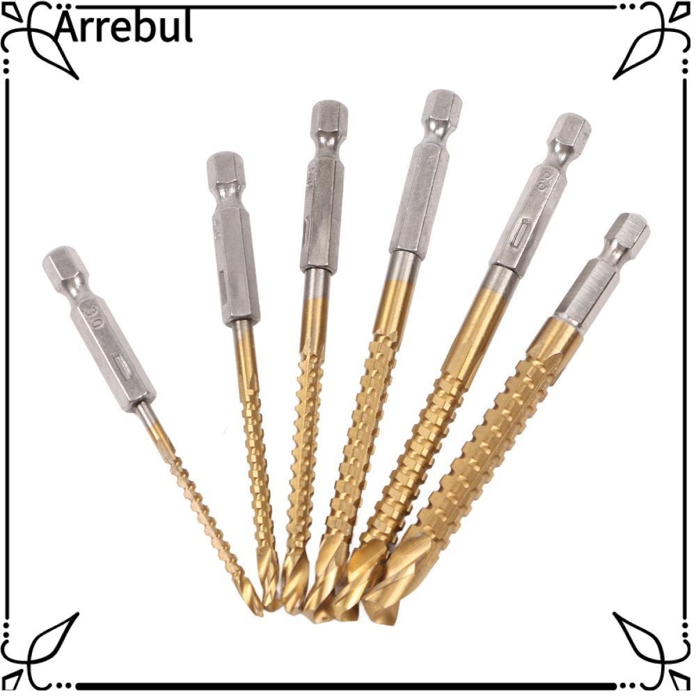 ARREBUL 6PCS Twist Drill Bits, HSS Hex Shank เจาะชุด, Fast และที่มีประสิทธิภาพ 3-8 มม.ตัดไทเทเนียมเค