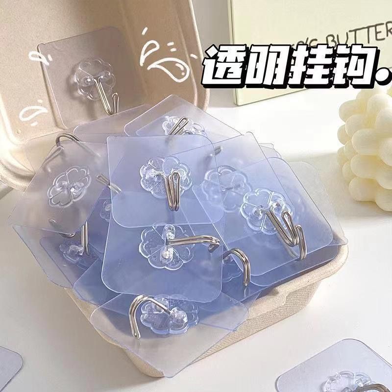 厨房置物架挂钩强力强承重免打孔门后墙壁透明粘钩多用钩粘钩Strong hook, super strong adhesive glue, home adhesive hook, strong tran
