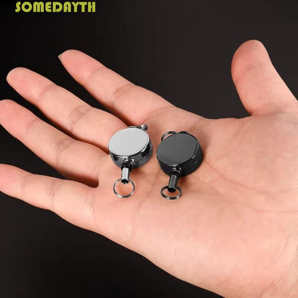 SOMEDAY Recoil Key Ring, Telescopic High Elasticity Retractable Key Chain, ทนทาน ID Card Holder เชือกยืด Anti-theft Telescopic Key Chain Holder