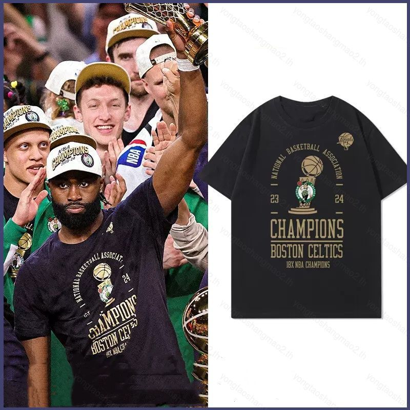 เสื้อยืด Jayson Tatum และ Jaylen Brown ฉลองชัยชนะครั้งที่ 18 ของ Boston Celtics ใน NBA