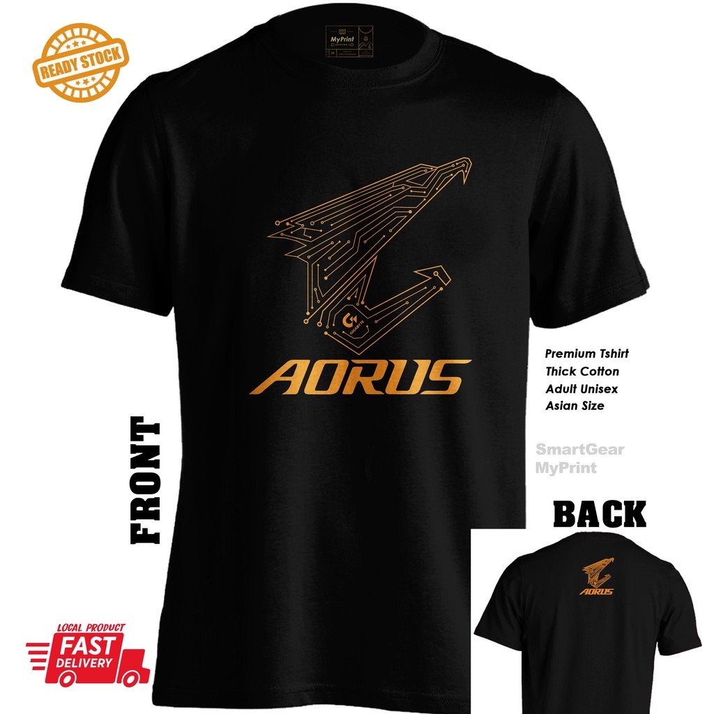 Aorus Gaming Gigabyte เสื้อยืดผ้าฝ้าย Intel Amd Nvidia Gtx