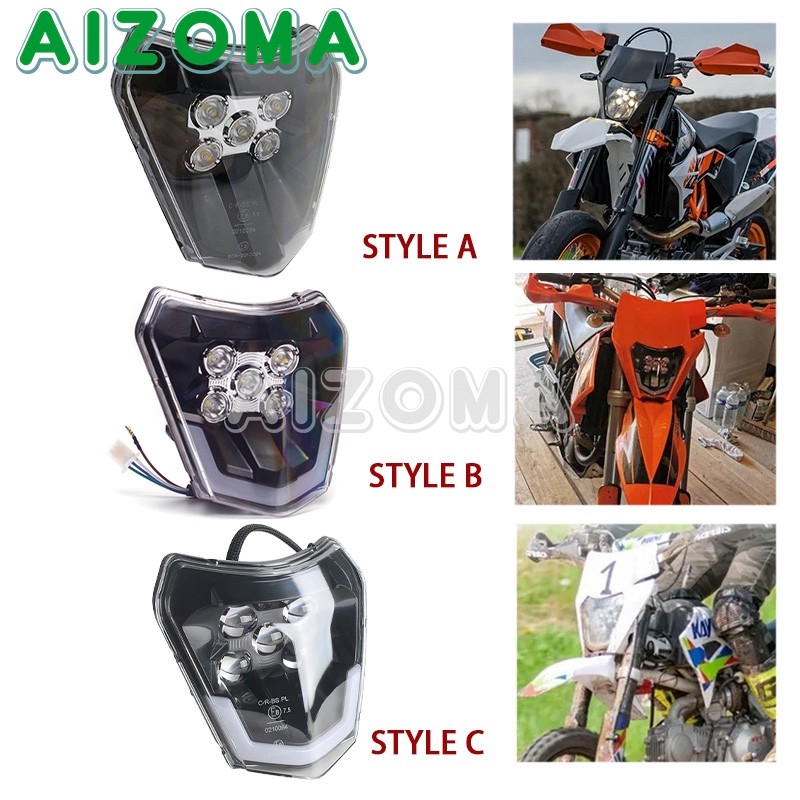AL SupermALo LED Headlamp E8 Hi/Lo Beam DRL Head Light For 690 SMC R EXC XCW XC-W EXC-F 300 350 450 