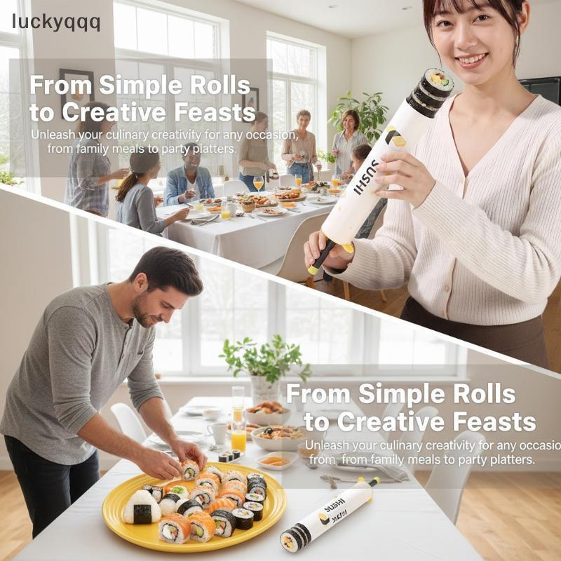Luckyqqq Easy Sushi Roll กระบอกแม่พิมพ์ DIY ซูชิข้าว Ball Roller Qui Sushi Maker สําหรับเชฟบ้านได้ดี