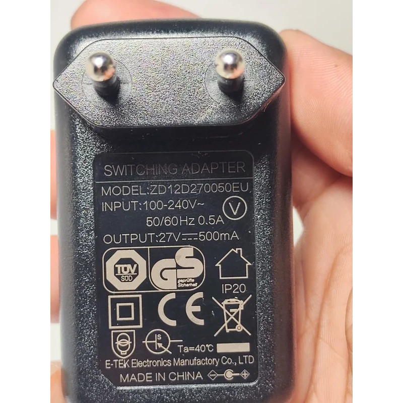 ZD12D270050EU Adapter Charger สําหรับเครื่องดูดฝุ่น Deerma Supor Gtech VC10 27V 500MA