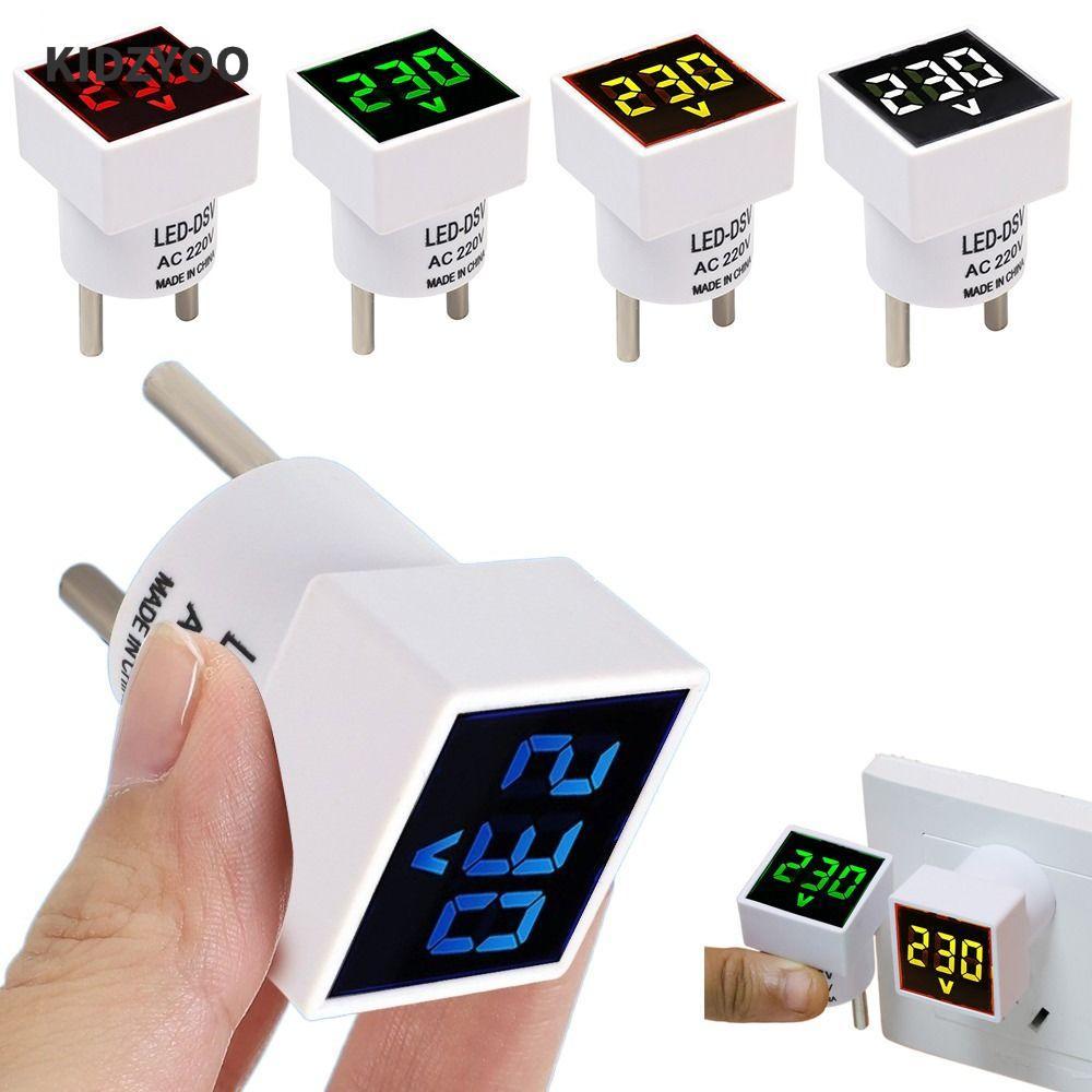 KIDZYOO โวลต์มิเตอร์แบบดิจิตอล, Universal EU Plug Test Indicator Light โวลต์มิเตอร์, Mini 50-500V LED เครื่องตรวจจับรถจักรยานยนต์รถยนต์