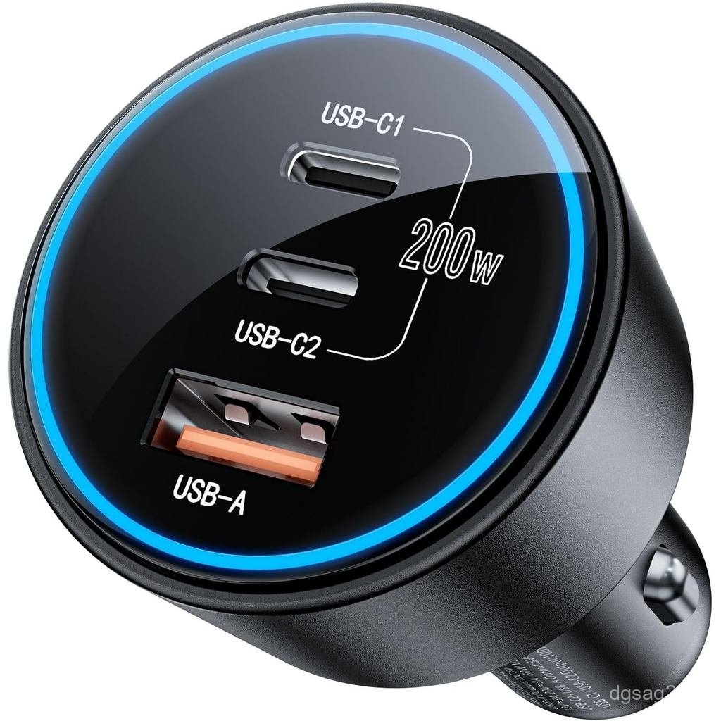 USB C Car Charger Fast Charging 200W, Dual PD 100W Type C Car Charger, PD3.0/QC4.0/PPS อะแดปเตอร์ไฟแ