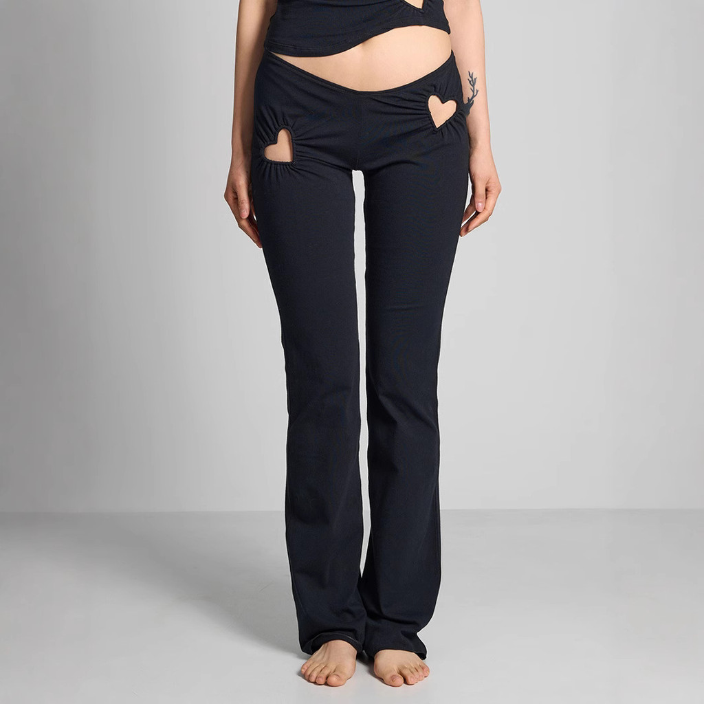 SKIMS ROSE SOFT COTTON HEART FLARE LEGGING Cotton low-rise flared pants