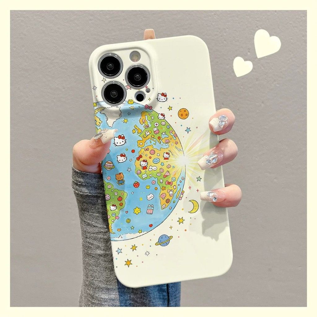PC เคสโทรศัพท์แบบรวมทุกอย่างเหมาะสําหรับ iPhone 11 12 13 14 15 16 17 pro max Planet Moon Cat Fun Nic