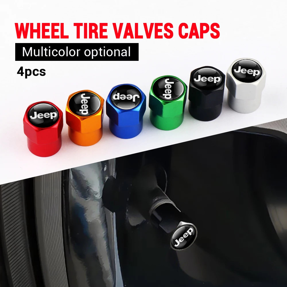 4 ชิ้นล้อรถยางวาล์วหมวก Stem Cover ฝุ่นอุปกรณ์เสริมอัตโนมัติสําหรับ JEEP Renegade Patriot Weangler C