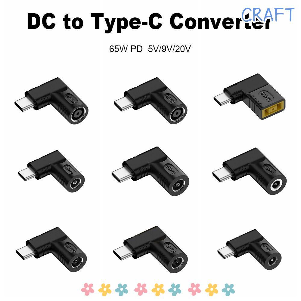 CRAFTML DC to Type C Converter 5v 9v 12v USB C Connector ปลั๊กสี่เหลี่ยมเครื่องชาร์จแล็ปท็อปสําหรับ 