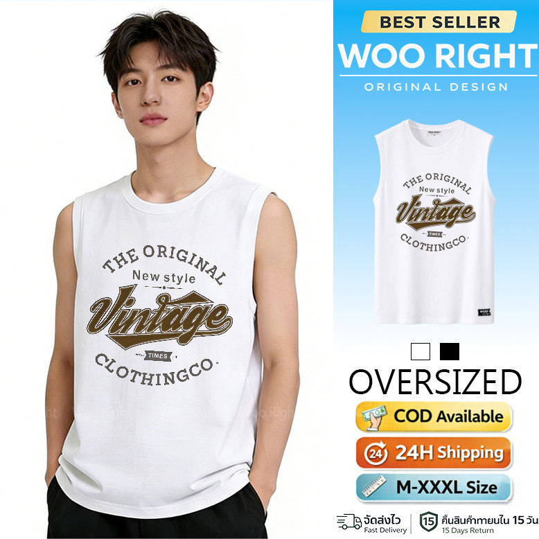 เสื้อกล้ามผู้ชาย เสื้อกล้ามออกกําลังกาย ผ้าคอตตอน 100% ลายสัตว์น่ารัก สายฮา Woo Right COD จัดส่งตลอด 24 ชั่วโมง