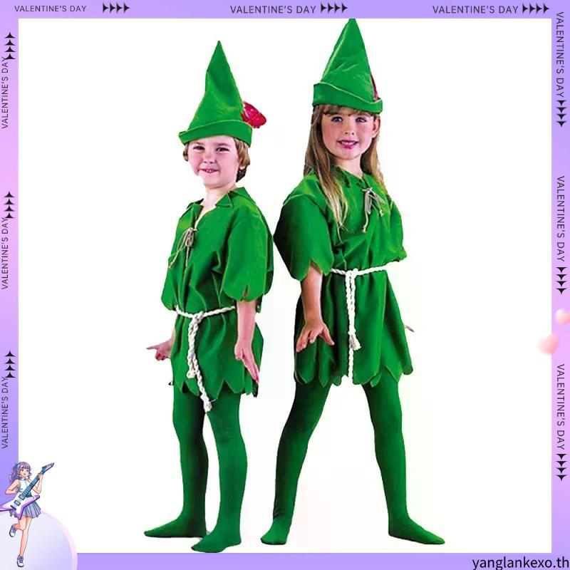 Halloween Green Elf Robin Peter Pan ผู้ใหญ่เด็ก Peter Pan Peter Pan Little Green Man เครื่องแต่งกาย