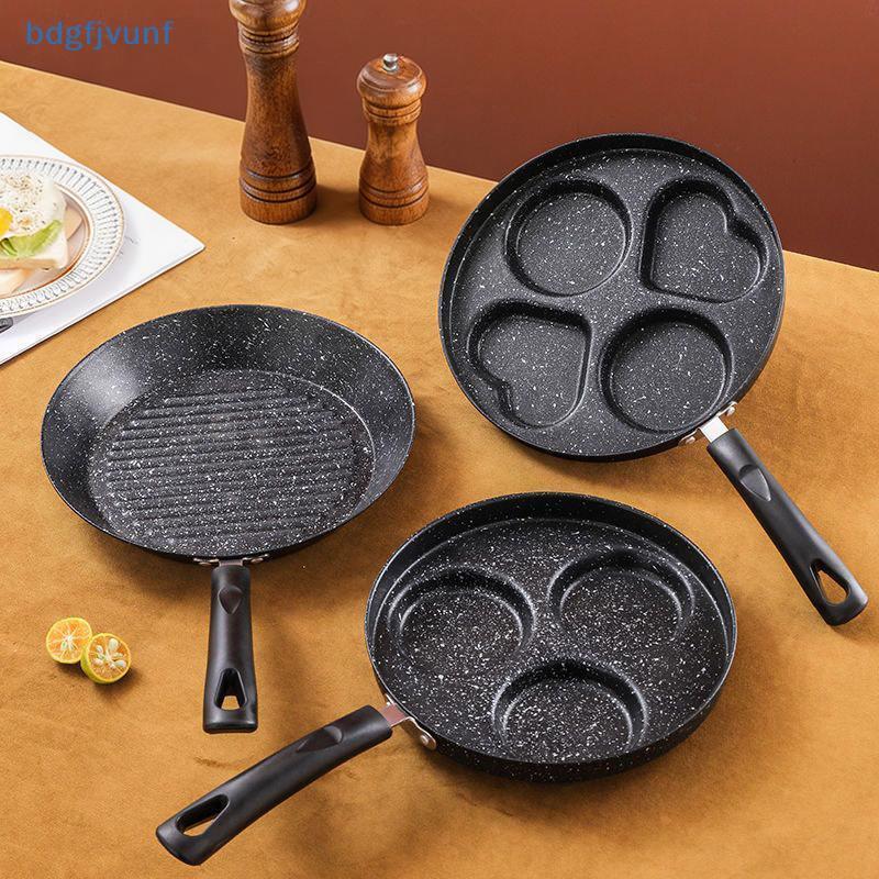 BDGF Non Sti 3 4 หลุมไข่กระทะอเนกประสงค์อาหารเช้า Skillet ไม้ Handle สําหรับ Easy Home ทําอาหาร TH