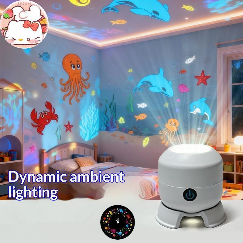 Tast LED Ocean โปรเจคเตอร์โคมไฟกลางคืน 360 หมุนแบบไดนามิก USB ขับเคลื่อน Ambient Lighting สําหรับตกแต่งบ้านสํานักงาน EN