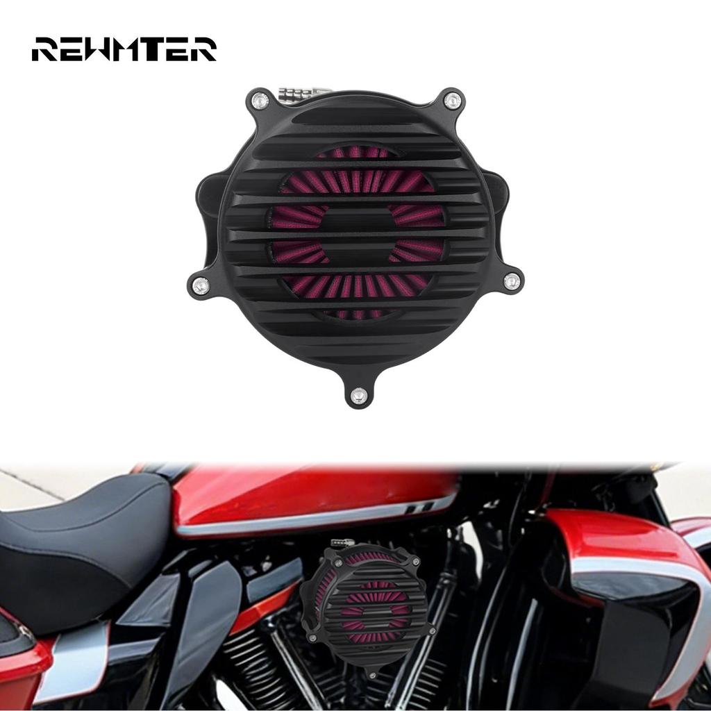รถจักรยานยนต์ Red Air Cleaner High Flow Air Filter สําหรับ Harley Touring CVO Street Glide Softail 2