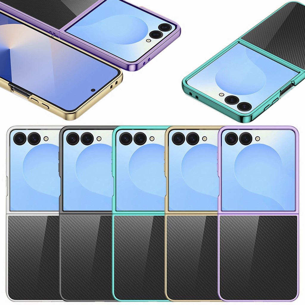 Clear Electroplated Hard PC Back Case สําหรับ Samsung Galaxy Z Flip7 Z Flip7FE Z Flip6 Z Flip5