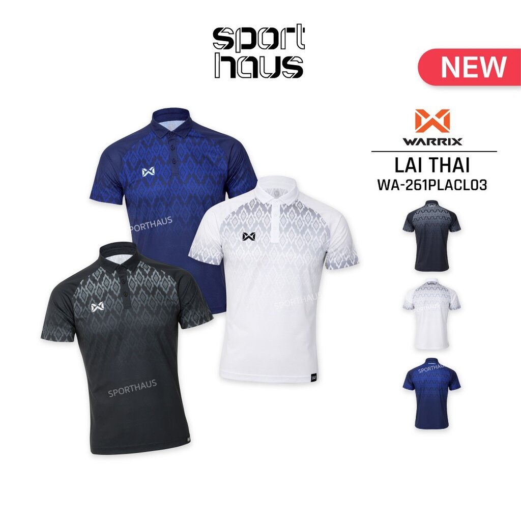 Warrix เสื้อโปโล แขนสั้น คอปก วอริกซ์ ลายไทย รุ่น LAI THAI รหัส WA-261PLACL02 ระบายอากาศ ไม่ต้องรีด