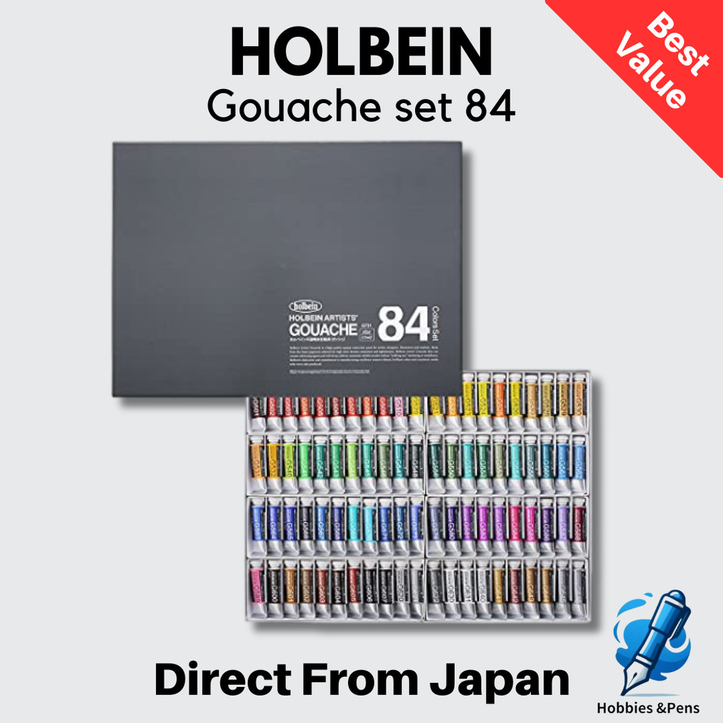 Holbein Gouache Opaque Watercolor Paint Set 84 Colors 15ml G731