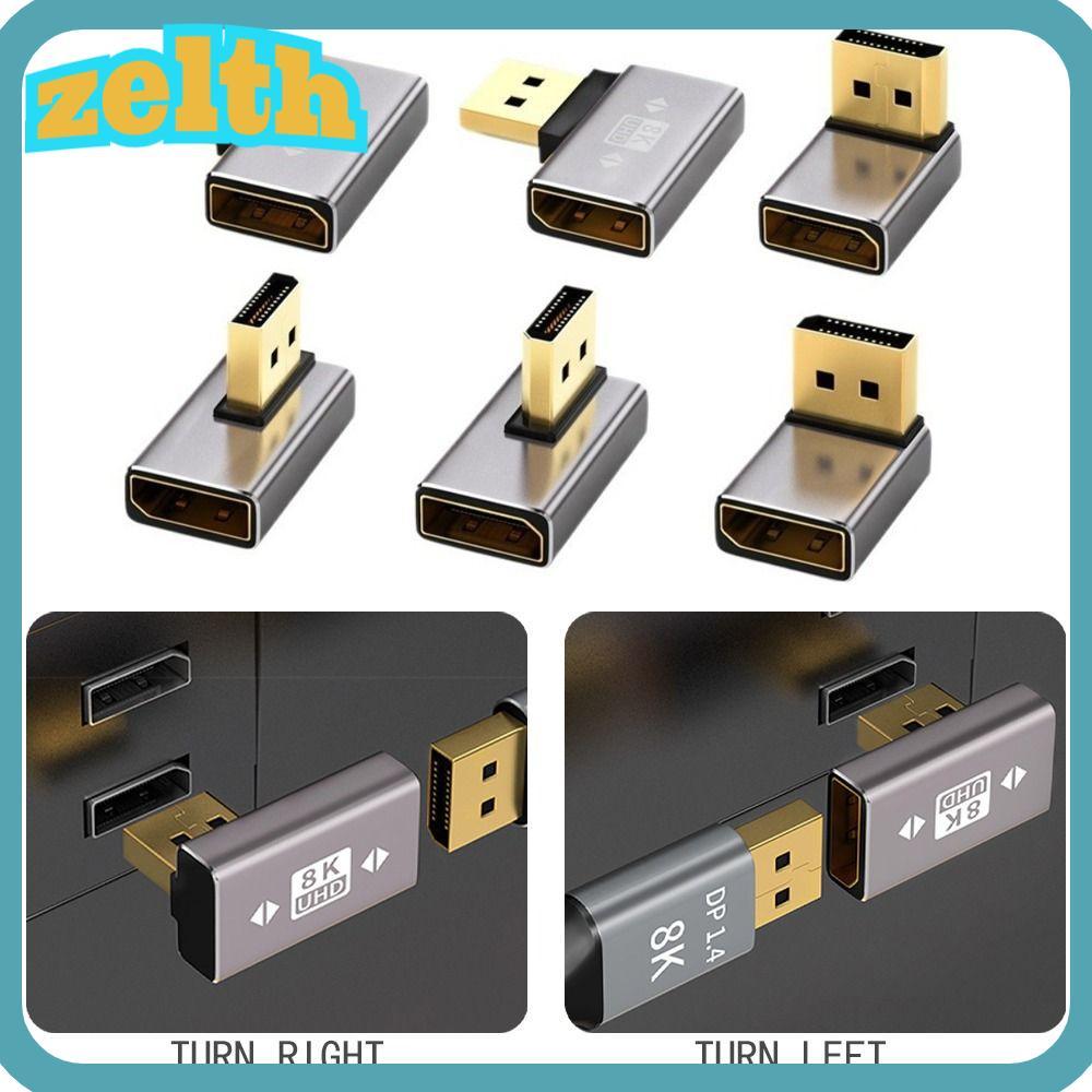 ZELTH Display Port Adapter, 8K 60Hz 90 องศามุม DP ตัวแปลงชายกับหญิง, DP Cable Extension L Shape DP1.4 แนวตั้ง DP Converter PC แล็ปท็อป