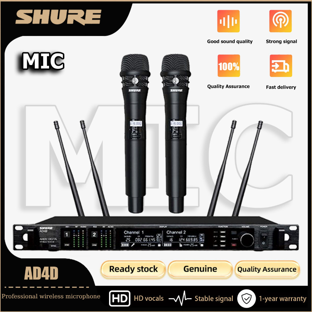 Shure AD4D / KSM8 Stage ระบบไมโครโฟนไร้สาย, ไมโครโฟนไร้สาย UHF 2 ช่อง, ไมโครโฟนไร้สายโลหะ