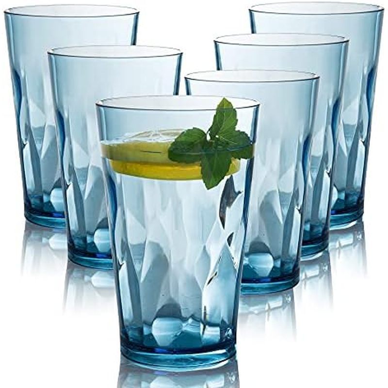 JGIRL Unbreakable Plastic Drinking Glasses, Set of 6, Shatterproof Drinking Cups, Plastic glass cup,