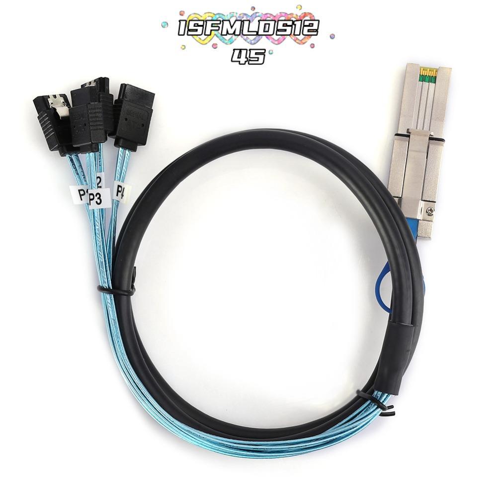 ISFMLDS1245 Mini SAS Cable,แบบพกพา 1 เมตรSFF-8088 26Pถึง 4 X SATAsสาย,ทนทาน 6Gbps Server Hard Drive 