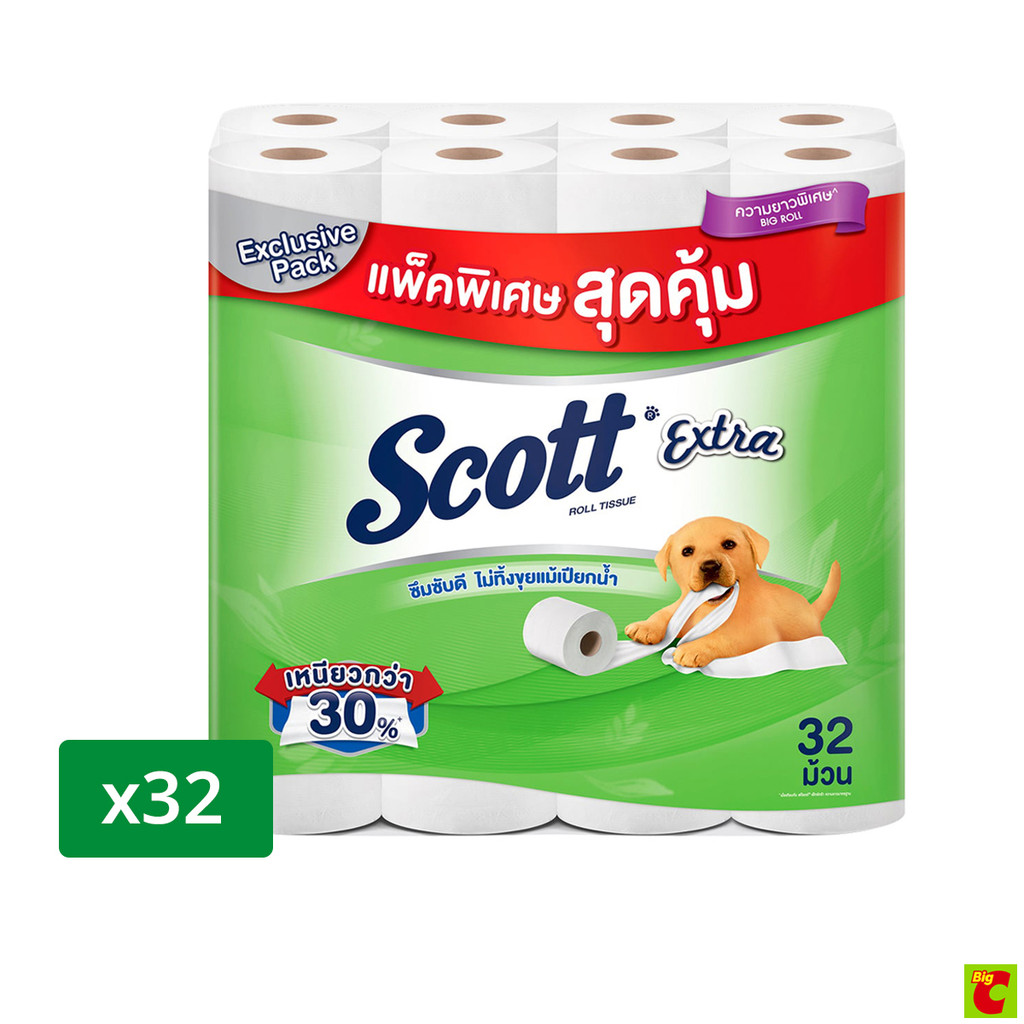 สก๊อตต์ เอ็กซ์ตร้า กระดาษชำระ บิ๊กโรล แพ็ค 32