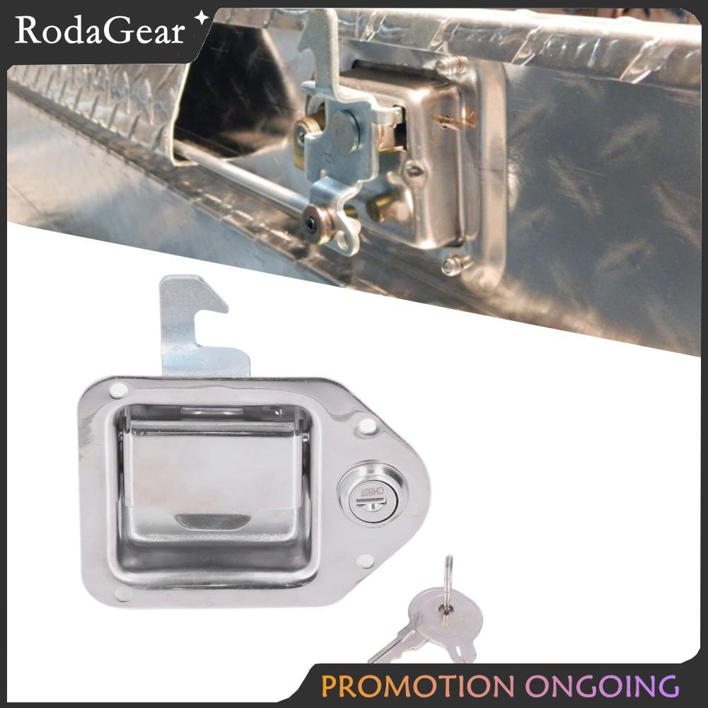 RodaGear กล่องเครื่องมือล็อค 2 ปุ่ม 304 สแตนเลสสตีลเงิน Paddle สำหรับรถบรรทุก RV Trailer ATV UTV