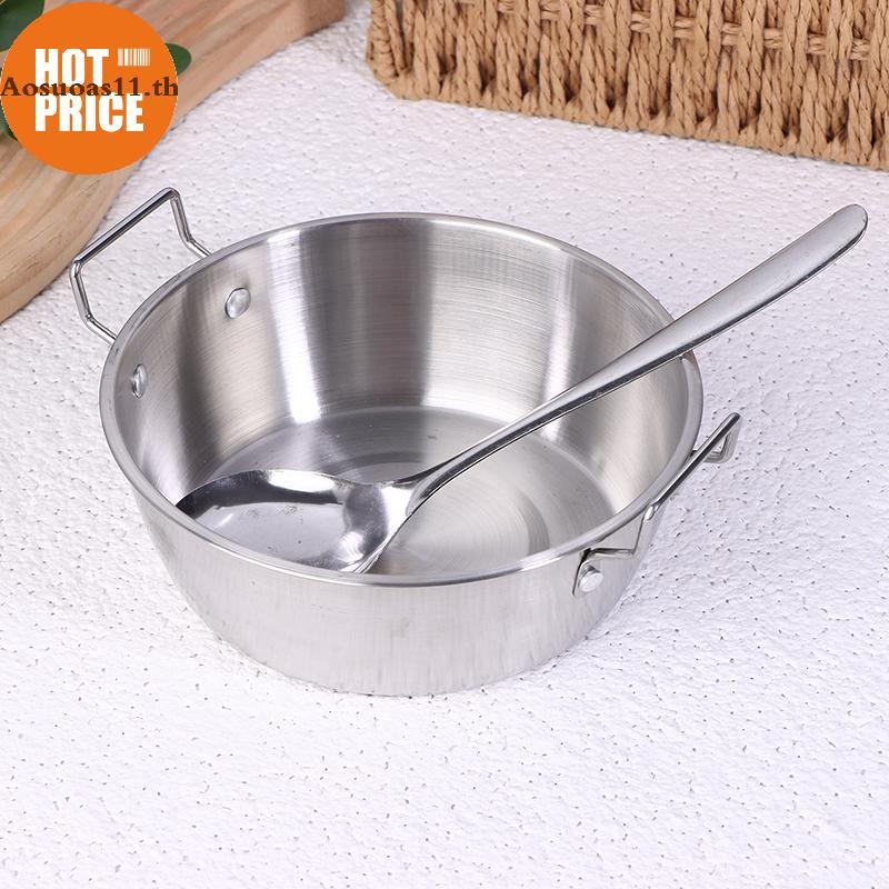 Aosuoas สแตนเลสหม้อข้าวอาหารทะเลทําอาหารบ้าน Paella Pan Picnic Sna แผ่นเครื่องครัว Saucan หม้อแห้งพร