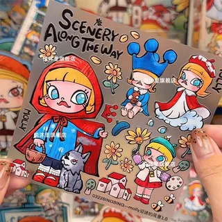 Pop Mart Molly สติ๊กเกอร์ตกแต่งสติ๊กเกอร์แต่งเล็บ diy คอมพิวเตอร์แท็บเล็ตเคสโทรศัพท์คู่มือสติ๊กเกอร์