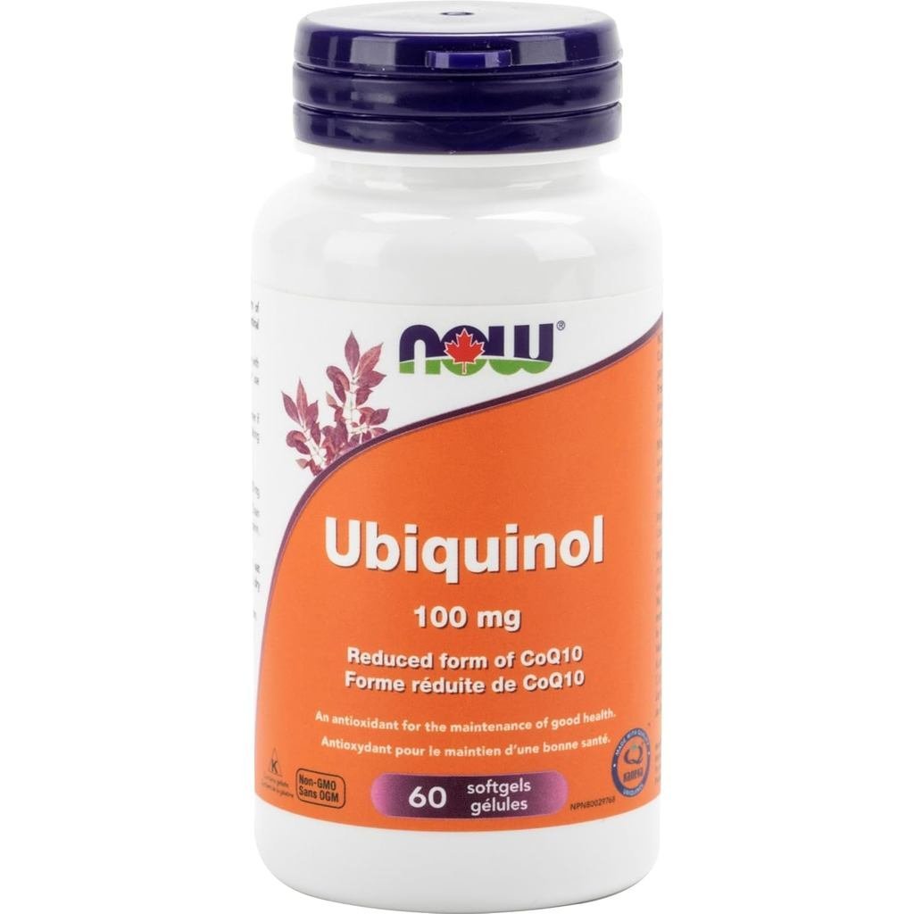 อาหารเสริม NOW, Ubiquinol 100 mg, การระบายอากาศสูง (รูปแบบที่ใช้งานของ CoQ10), 60 ซอฟท์เจล