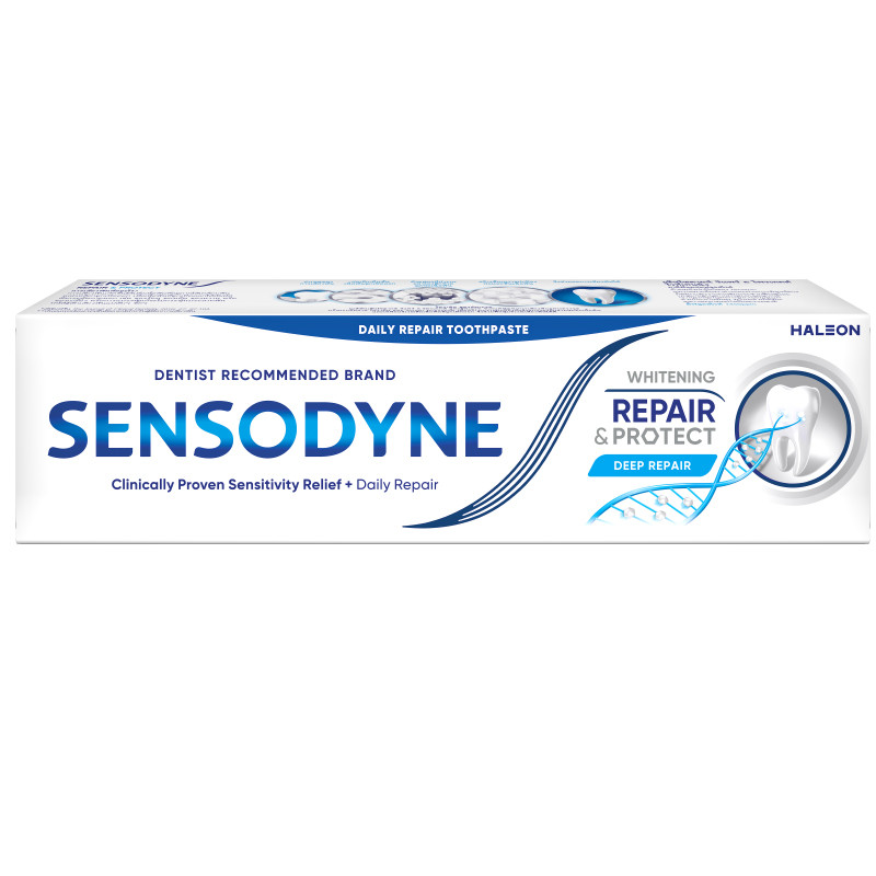 เซ็นโซดายน์ยาสีฟันรีแพร์แอนด์โพรเทคท์ไวท์เทนนิ่ง 100กรัม Sensodyne R&P Whitening TP100g [หมายเลขบาร์โค้ด 8851007197925 ]