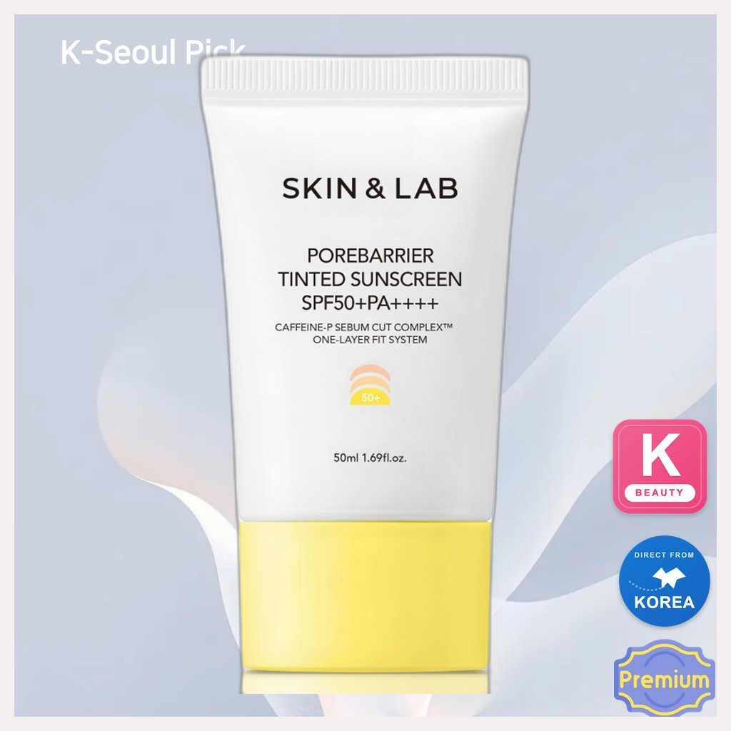 [skin & lab] PoreBarrier Tinted Sunscreen SPF50+ PA++++, 50ml, 1pc / Korean Tinted Sunscreen by K-Se