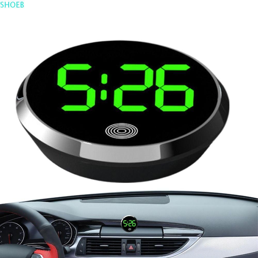 SHOEB นาฬิกาดิจิตอล, จอแสดงผลเวลา LED Touch-Activated Car Dashboard Clock, โต๊ะนาฬิกาอิเล็กทรอนิกส์ Mute Mini ความแปลกใหม่ Luminous Car Clock Travel