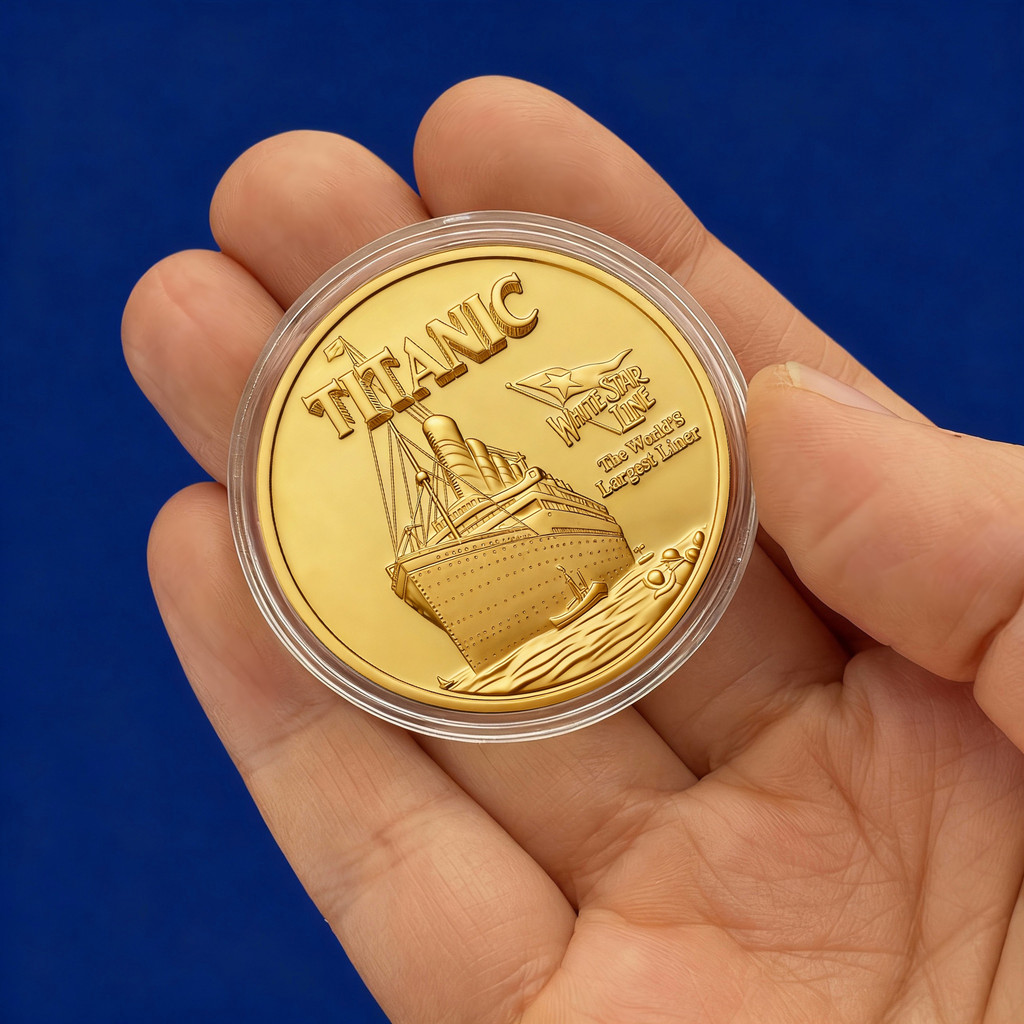 Titanic Sinking Ship เหรียญที่ระลึก Titanic White Star Line เหรียญ Gold-Plated เหรียญที่ระลึกของขวัญ