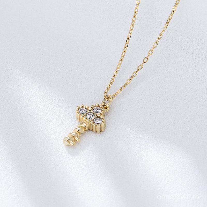 ขายร้อน Niche เครื่องประดับ Clavicle ฝังออกแบบ ins Key s925 หญิงเพชรโซ่เงินสไตล์ Cross-Border สร้อยค